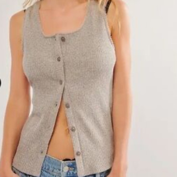 Free People tank top intimately small ribbed salt pepper NEW most wanted - Picture 1 of 7